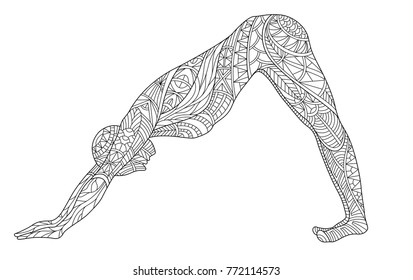 Graphic vector illustration of a woman doing Yoga in Downward-facing Dog Pose