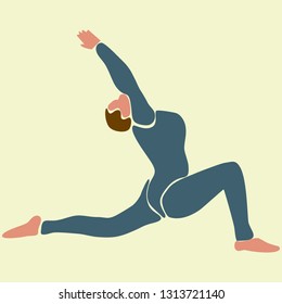 Graphic vector illustration of a woman practicing yoga. 