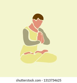  
Graphic vector illustration of a woman practicing yoga. 
Сrossed legs and straight back provides attentiveness and vigor of mind