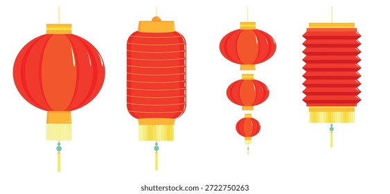 Ilustraciones vectoriales gráficas de la linterna china. Puede ser utilizado para hacer la tarjeta de felicitación, Elementos lunares del fondo del año nuevo, etc