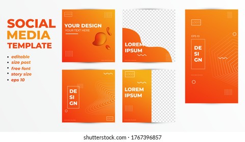 graphic vector illustrator of Social media post and story template with a cool tipography design element and trendy gradient orange and yellow colors perfect for advertising and branding,