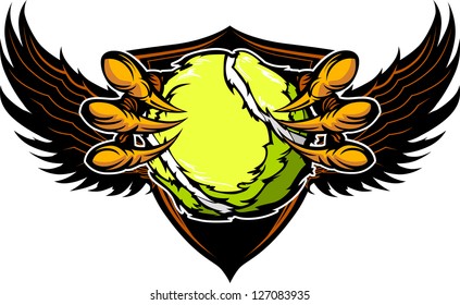 Graphic Vector Image of a  Eagle Claws or Talons Holding Tennis Ball