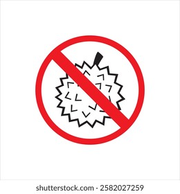 Graphic vector image of prohibited carrying durian. Durian is not allowed. Suitable for sign systems at airports, airplanes, buses, passenger ships, trains, bus stations, train stations