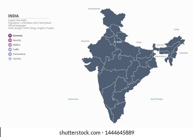 graphic vector of india map. india map. central asia country map. 
