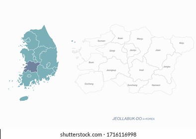 graphic vector of jeolla-bukdo map.
south korea map. north jeolla-do
