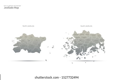 grafische Vektorgrafik von jeolla-do Karte.
jeolla namdo und jeolla bukdo Karte.