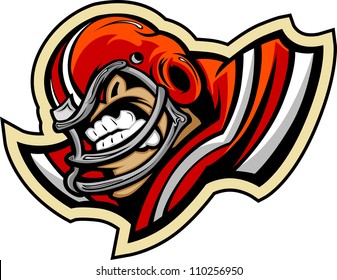 Graphic Vector lllustration of a Mean Tough Football Mascot with Football Helmet