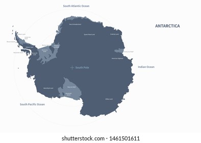 graphic vector map of antarctica 