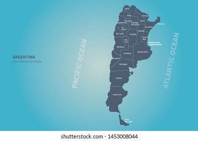 graphic vector map of argentina