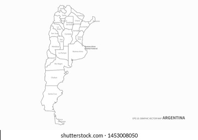 graphic vector map of argentina.
argentina map. latin america map.