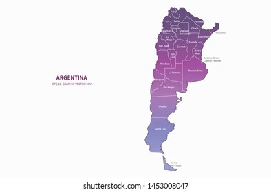 graphic vector map of argentina.
south america country.