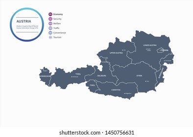 Graphic Vector Map Austria Stock Vector (Royalty Free) 1450756631