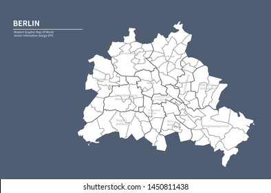graphic vector map of berlin, germany