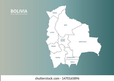 graphic vector map of bolivia