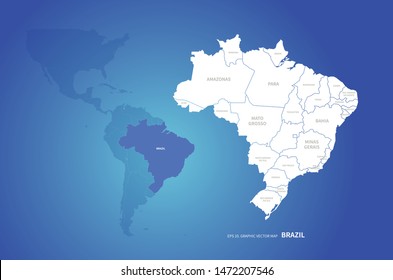 graphic vector map of brazil