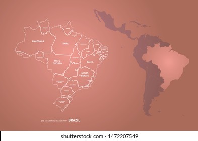 graphic vector map of brazil