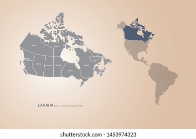 graphic vector map of canada