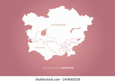 graphic vector map of central asia