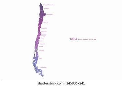 graphic vector map of chile. latin america country. south america country map. chile map.