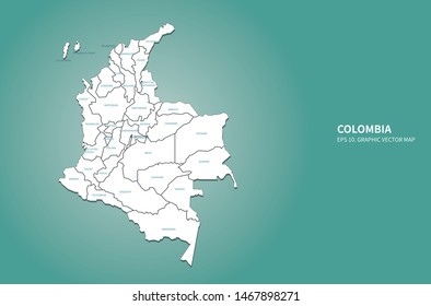 graphic vector map of colombia
