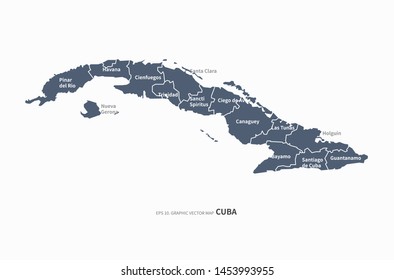 graphic vector map of cuba. caribbean country map. cuba island