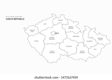 graphic vector map of czech republic