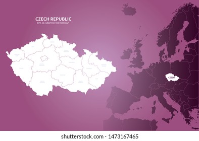 graphic vector map of czech republic