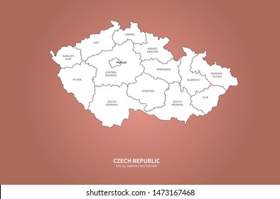 graphic vector map of czech republic