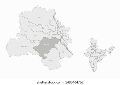 graphic vector map of delhi