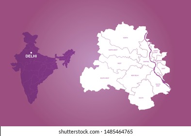 Graphic Vector Map Delhi Map India Stock Vector (Royalty Free ...