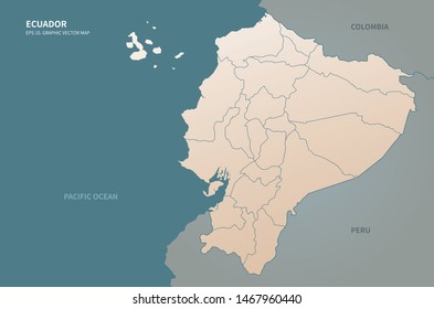 graphic vector map of ecuador 
