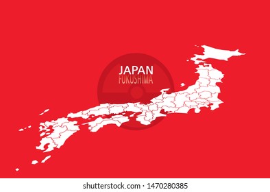 graphic vector map of fukushima, japan