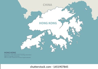 graphic vector map of hong kong
