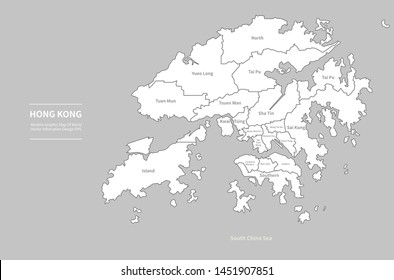 graphic vector map of hong kong.
detailed hong kong map.