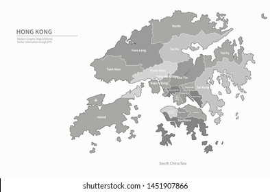 graphic vector map of hong kong. asia country map. hk map.