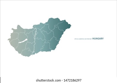 graphic vector map of hungary