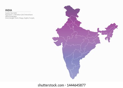 Graphic Vector Map India Stock Vector (Royalty Free) 1444645877