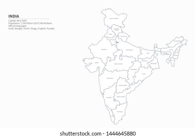 graphic vector map of india