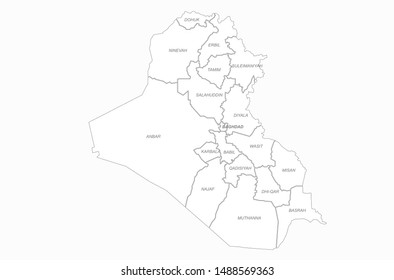 graphic vector map of iraq. arab countries map. 