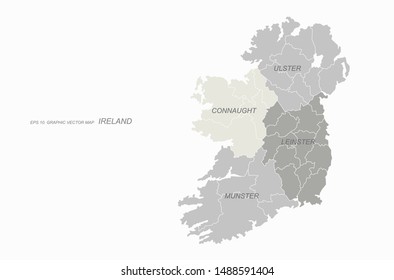 graphic vector map of ireland. eu country map. 