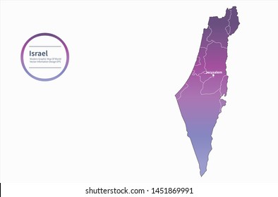 graphic vector map of israel