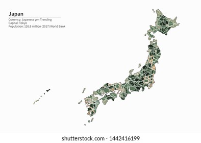graphic vector map of japan