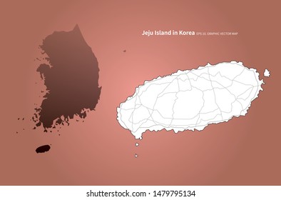 graphic vector map of jeju island