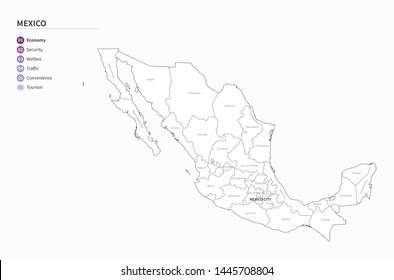 Graphic Vector Map Mexico Stock Vector (Royalty Free) 1445708804