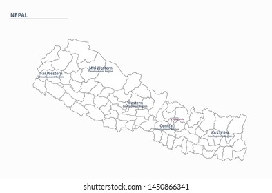 graphic vector map of nepal