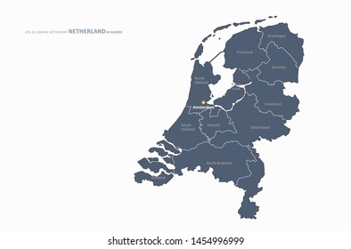 graphic vector map of netherland
