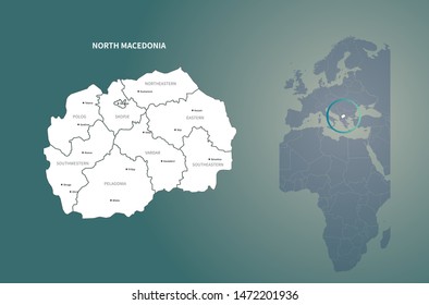 graphic vector map of north macedonia. north macedonia map. eu country map.