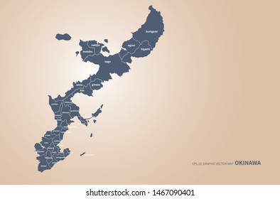 graphic vector map of okinawa, japan