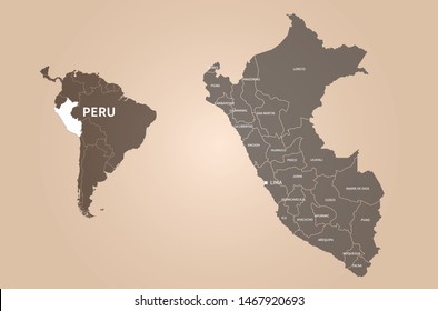 graphic vector map of peru