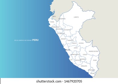graphic vector map of peru